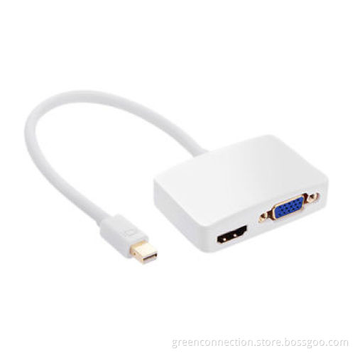 2-in-1 Mini DisplayPort to HDMI and VGA Converter, Supports Both Digital and Analog Signal
